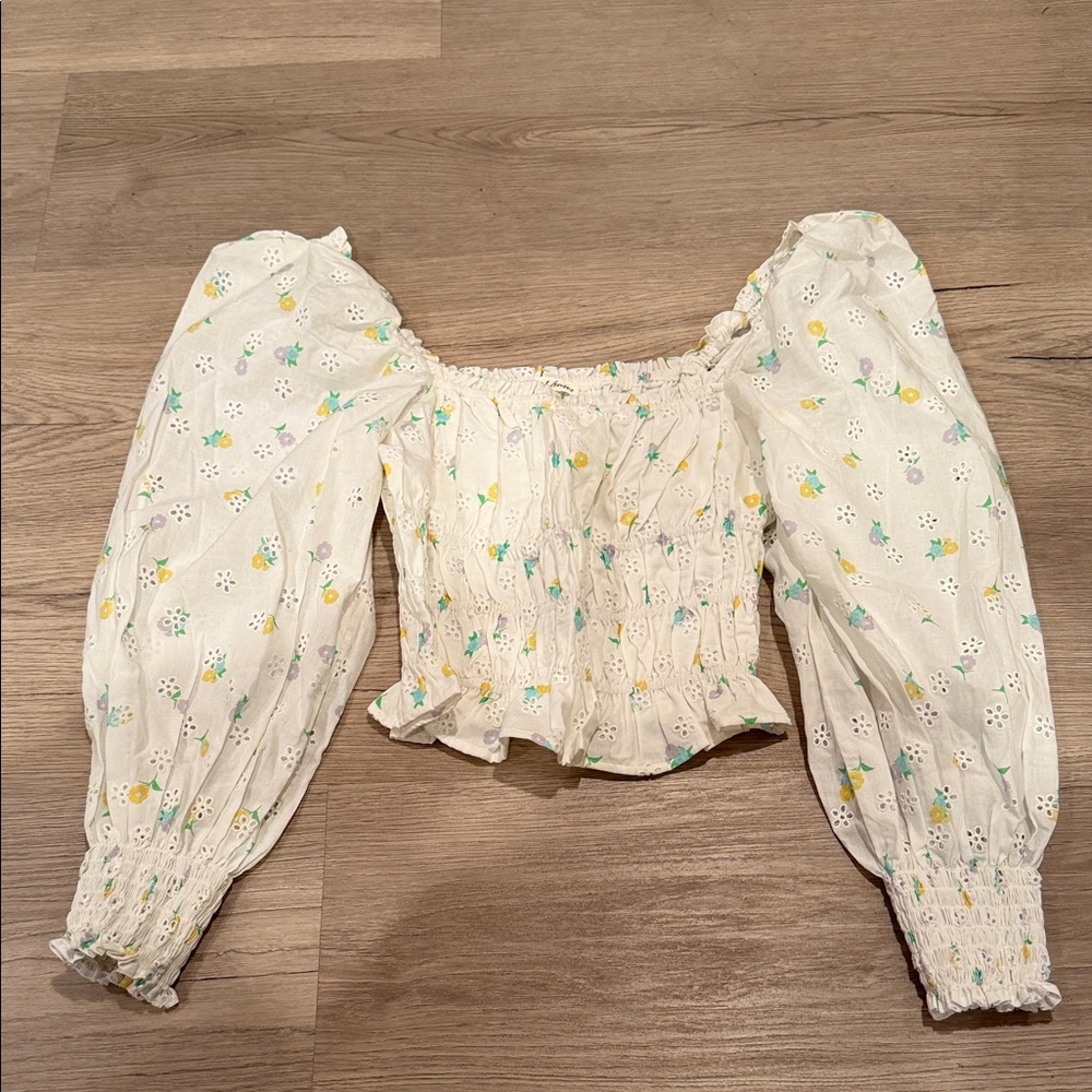 For Love And Lemons White Floral Blouse